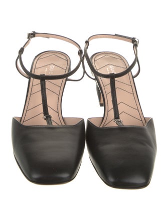 Gucci Double G Logo Leather T-Strap Pumps