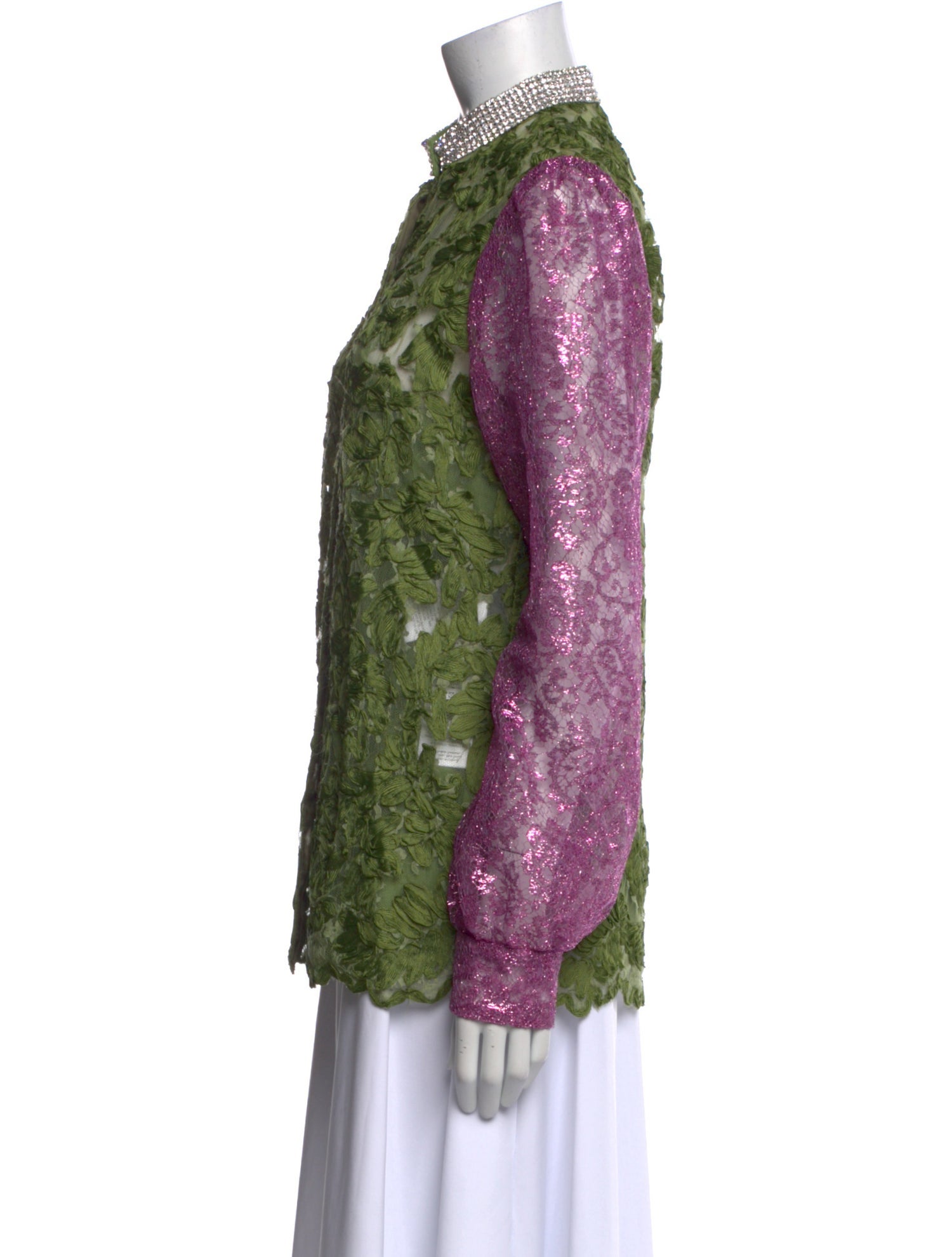 Gucci Lace Pattern Mock Neck Top