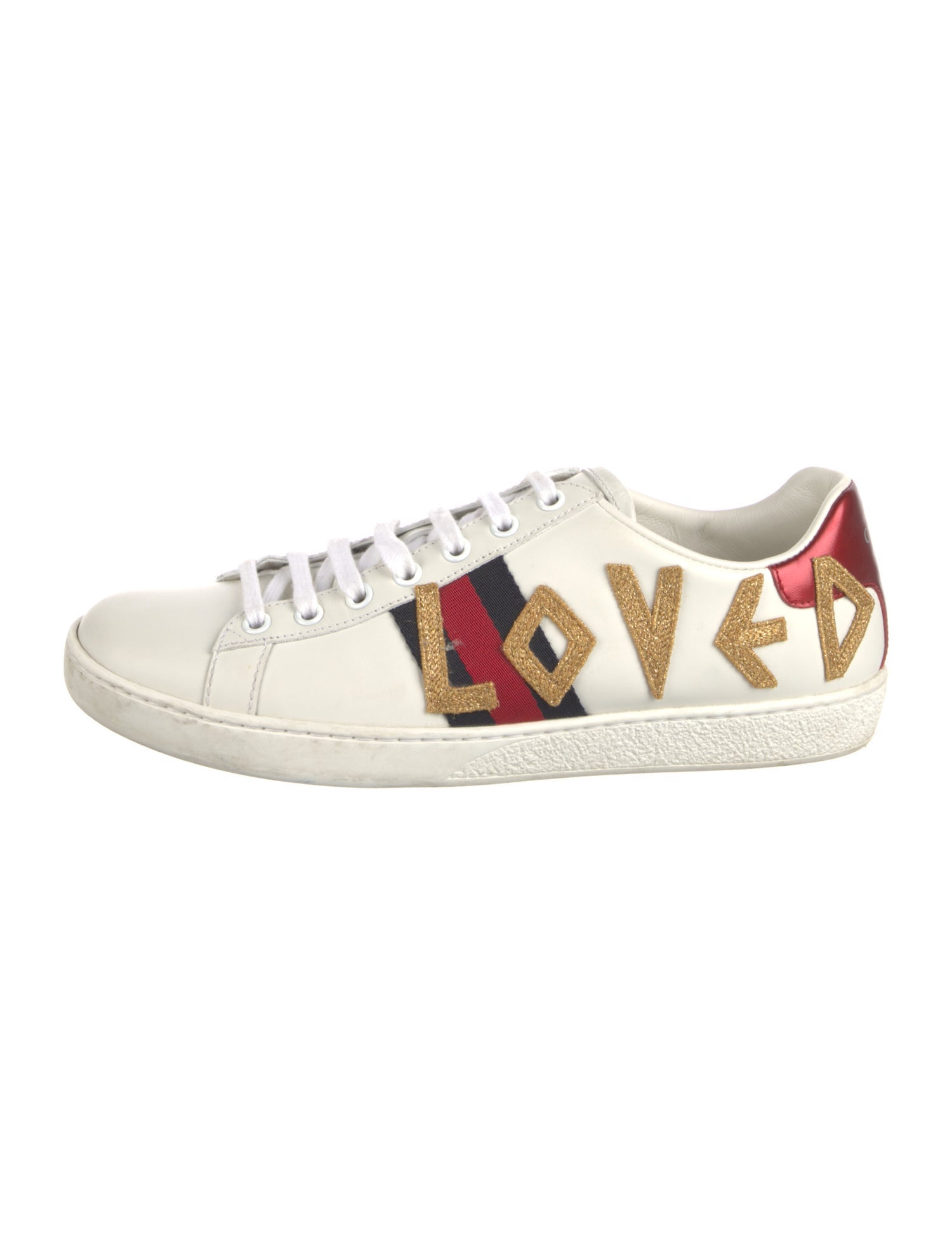 Gucci Sylvie Web Accent Leather Sneakers w/ Tags