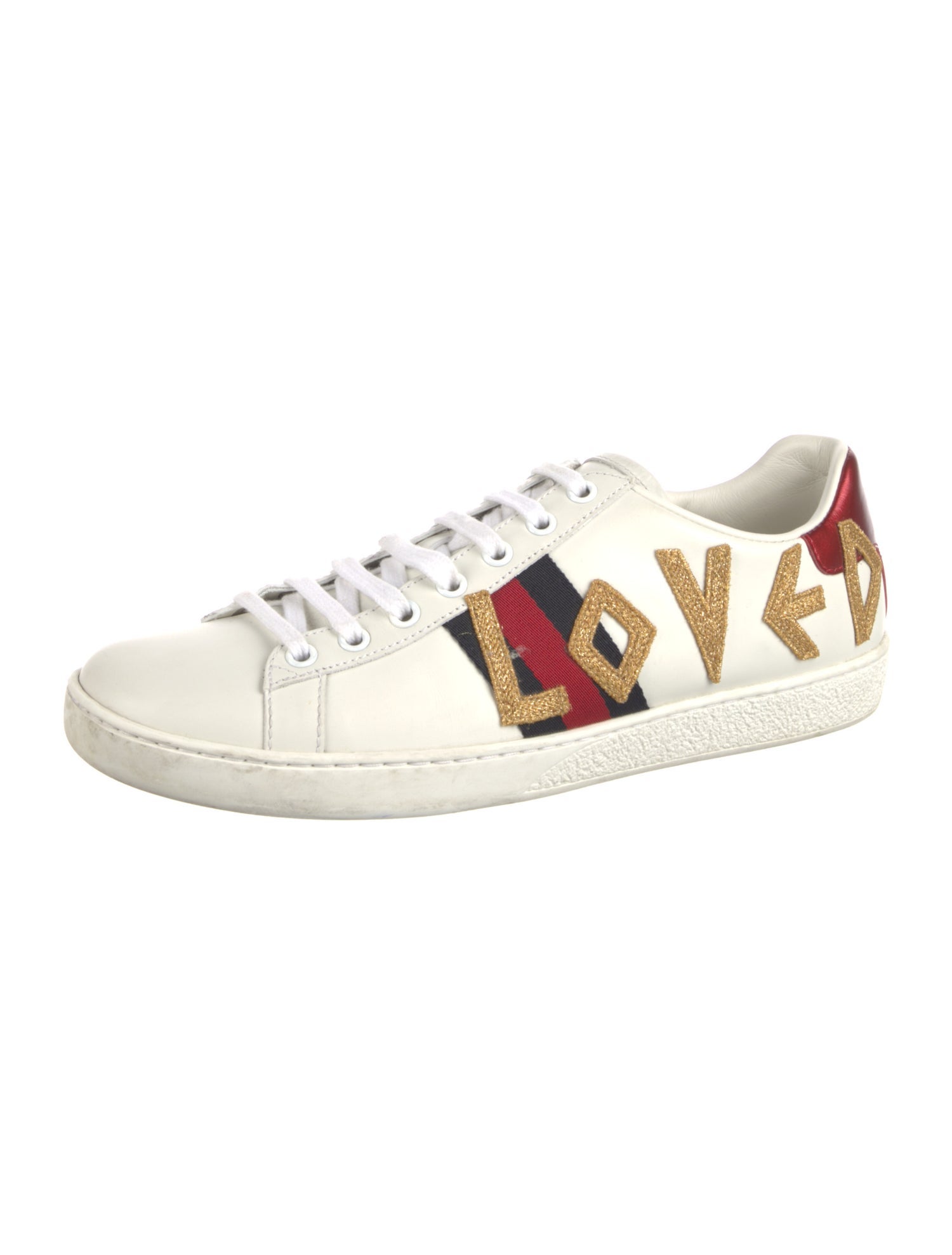 Gucci Sylvie Web Accent Leather Sneakers w/ Tags