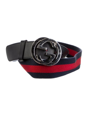 Gucci Web Accent Leather Trim Embellishment Belt Kit