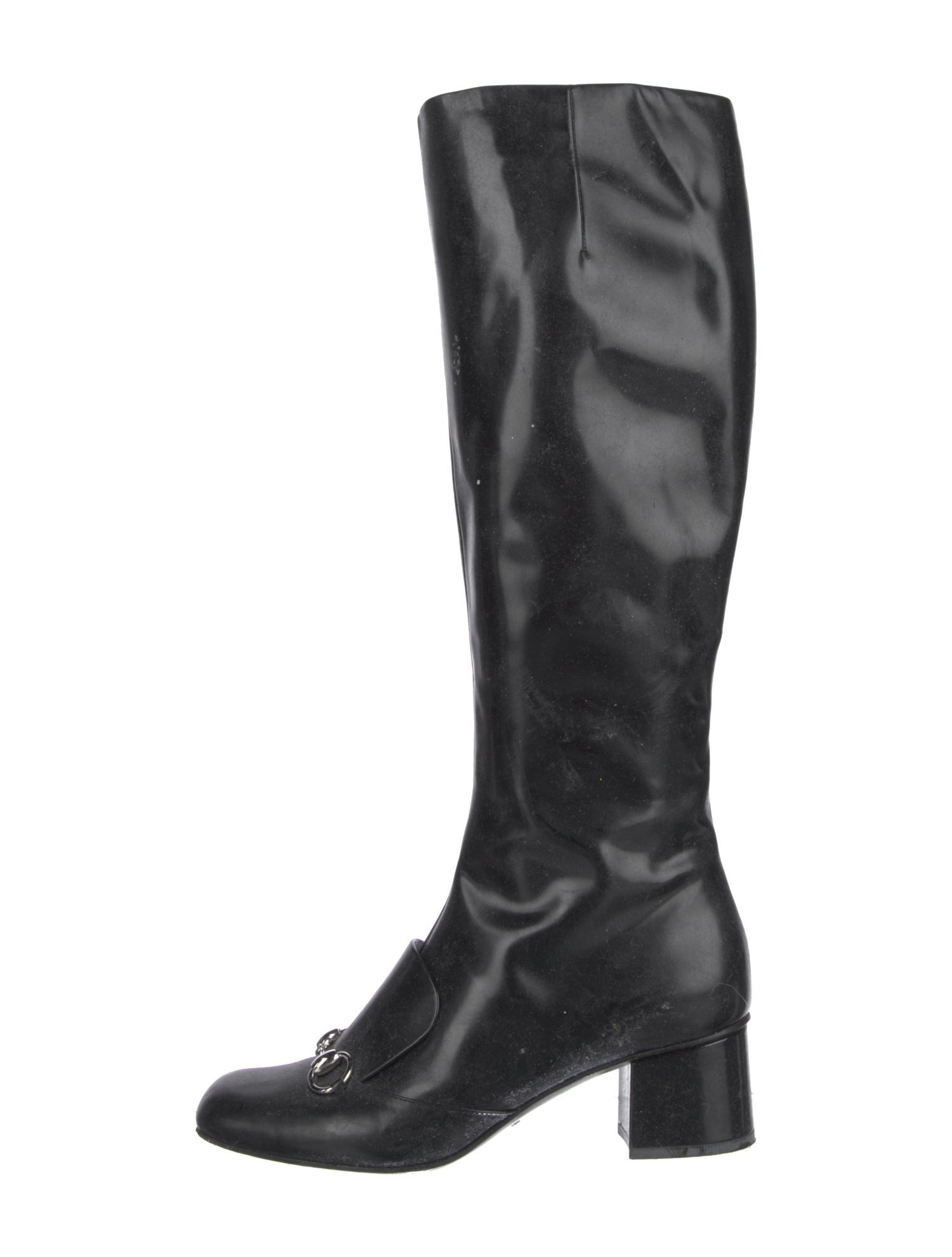 Gucci Horsebit Accent Patent Leather Boots