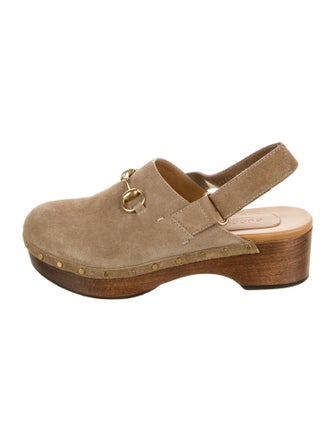 Gucci Horsebit Accent Suede Slingback Flats