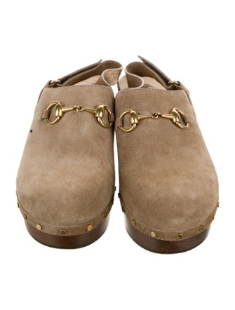 Gucci Horsebit Accent Suede Slingback Flats