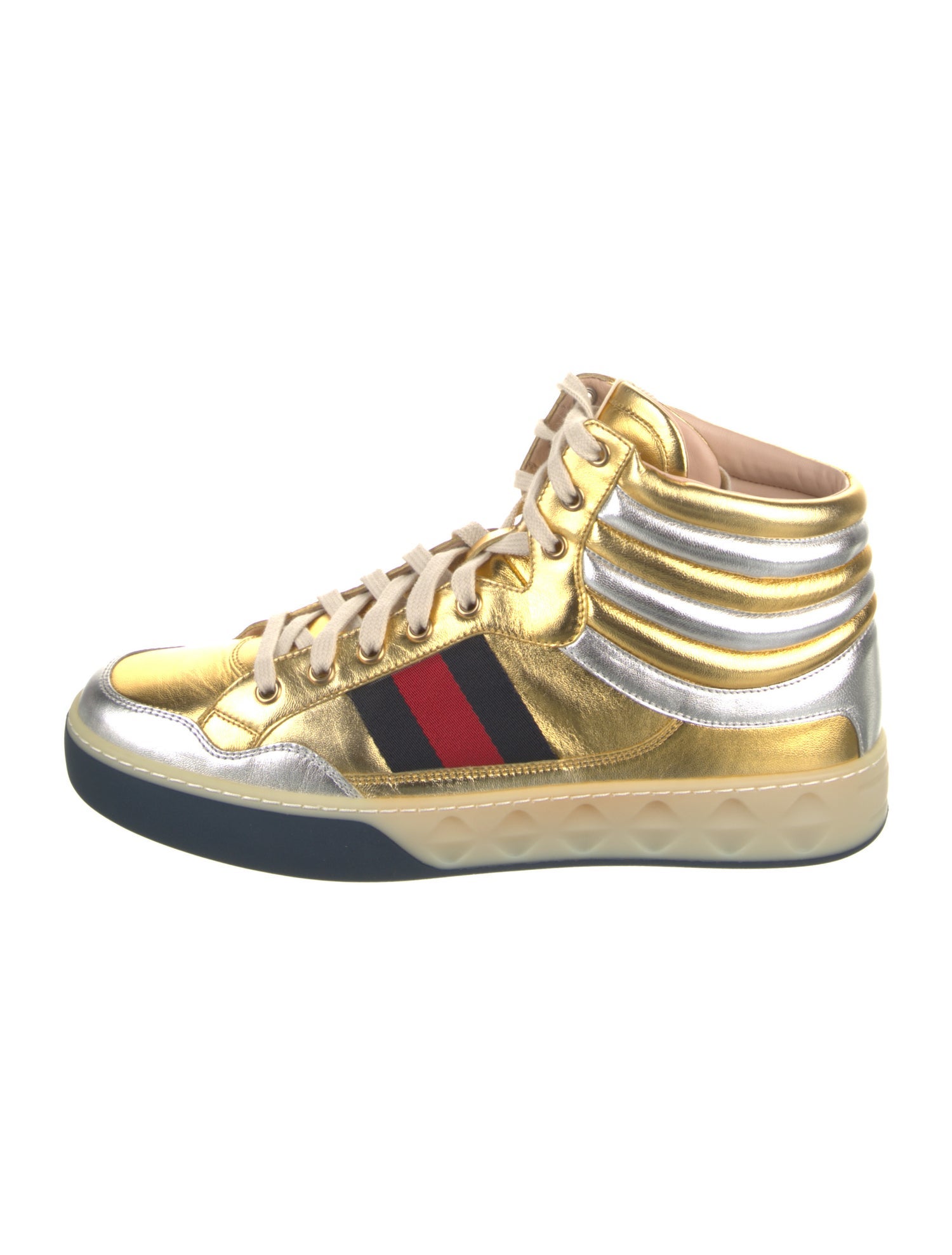 Gucci Sylvie Web Accent Leather Sneakers w/ Tags