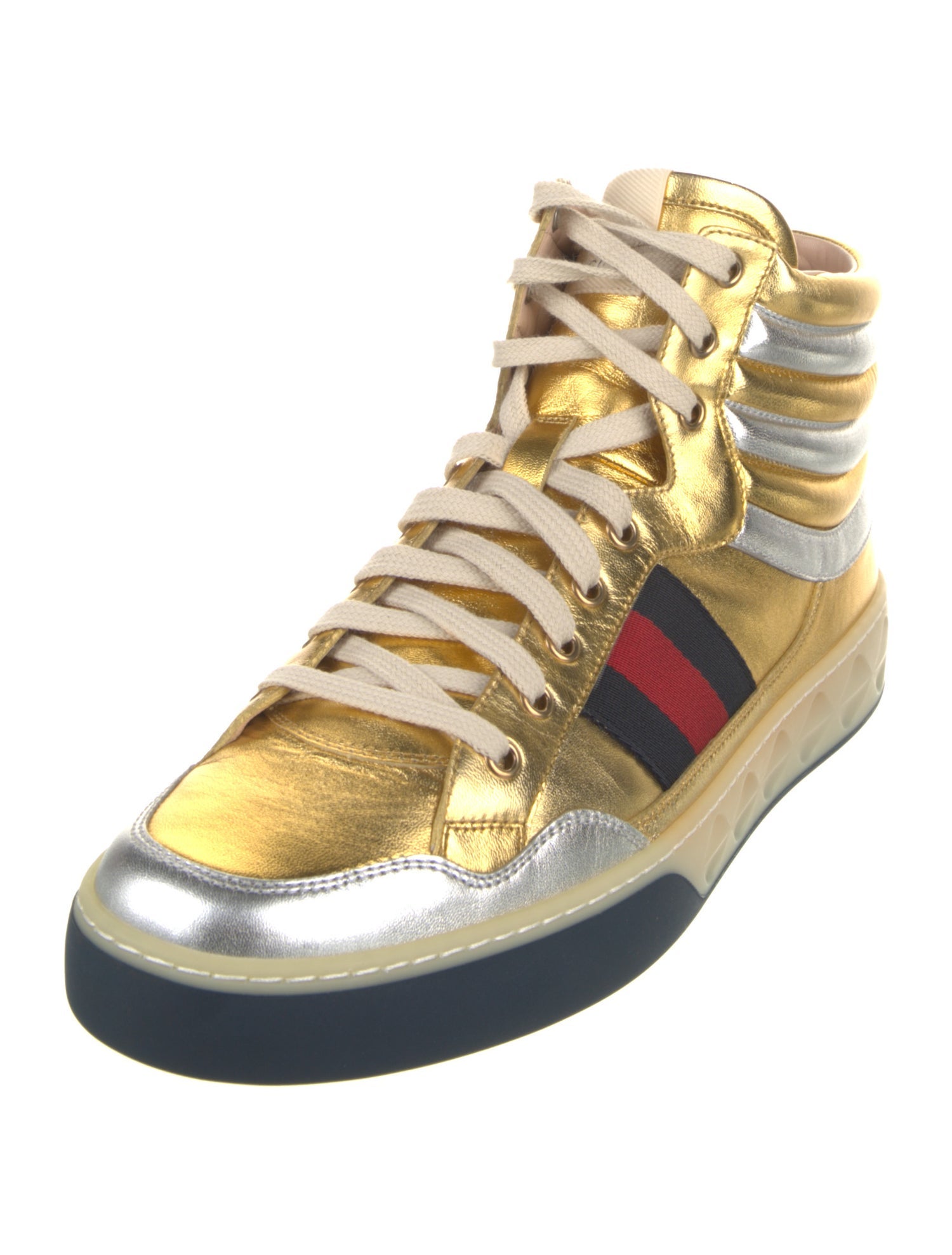 Gucci Sylvie Web Accent Leather Sneakers w/ Tags