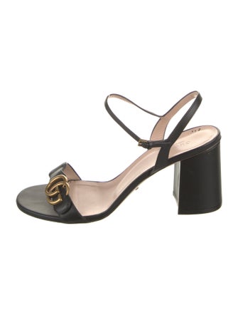 Gucci Double G Logo Leather Sandals