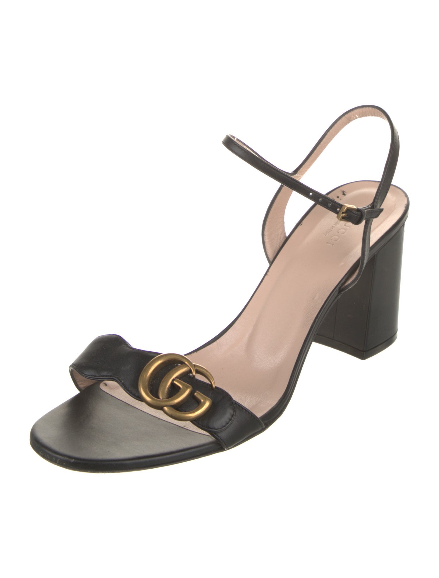 Gucci Double G Logo Leather Sandals