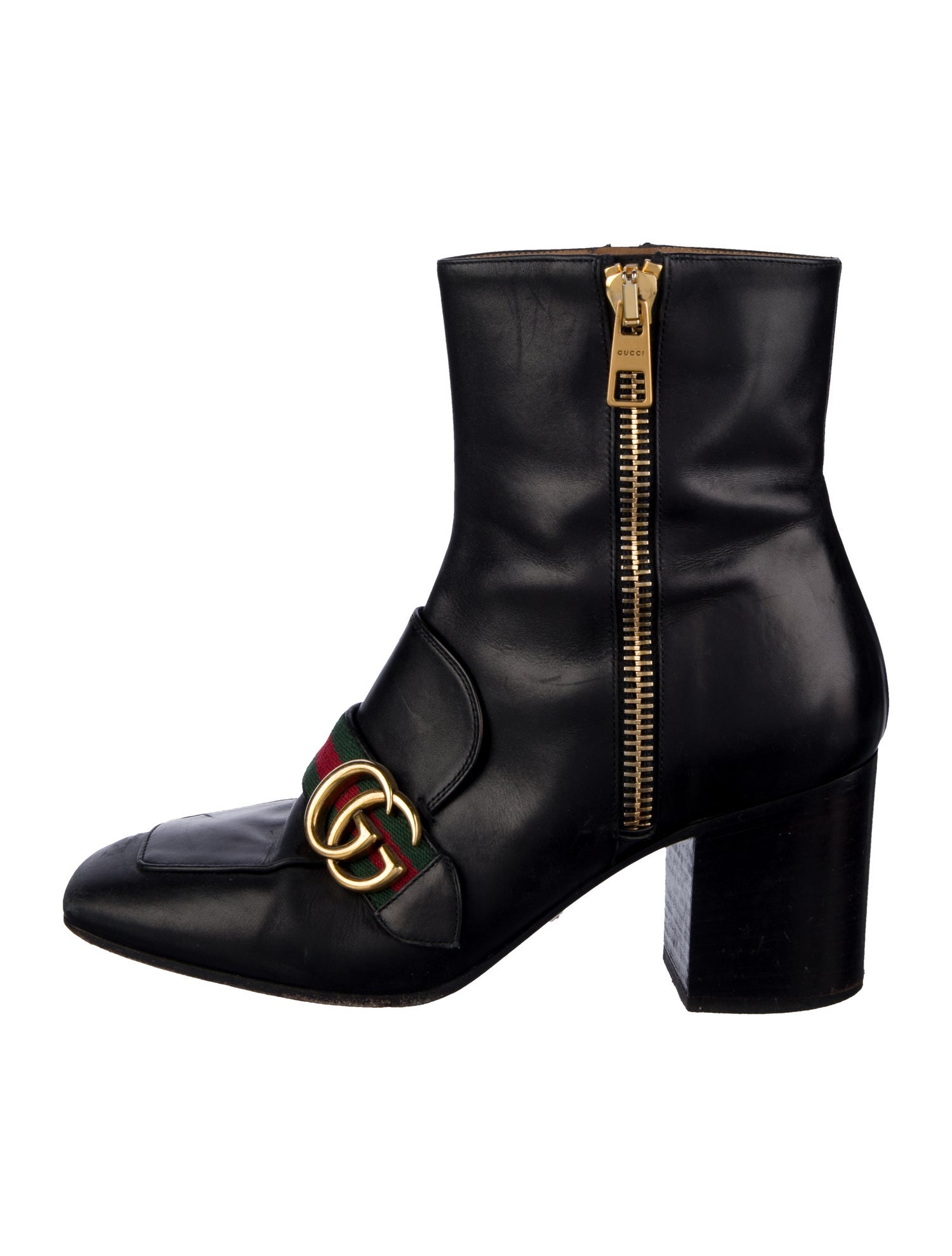 Gucci Web Accent Leather Boots