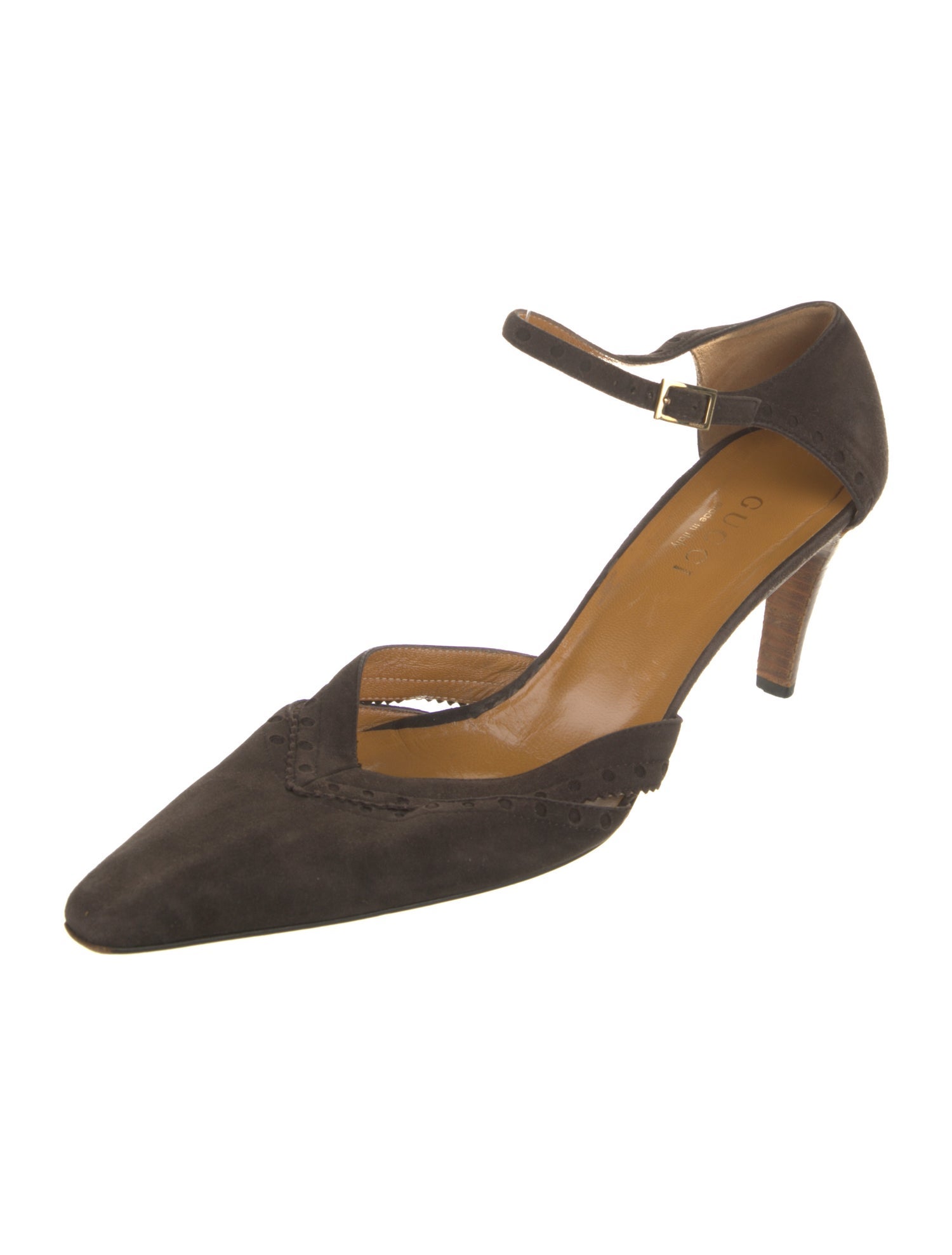 Gucci Suede Lasercut Accents D'Orsay Pumps