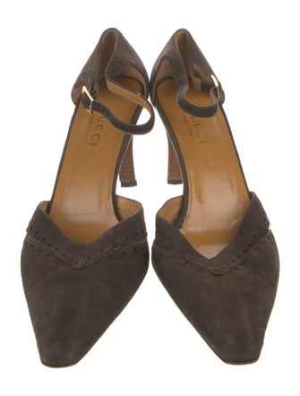 Gucci Suede Lasercut Accents D'Orsay Pumps