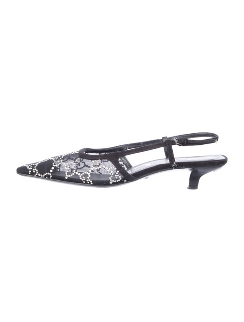 Gucci Mesh Crystal Embellishments Slingback Pumps
