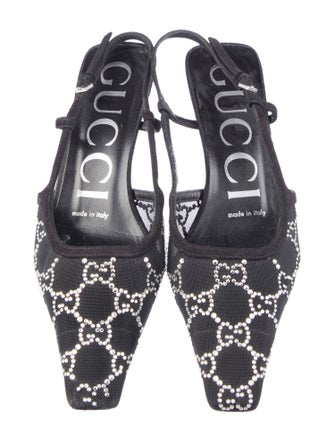 Gucci Mesh Crystal Embellishments Slingback Pumps