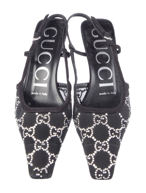 Gucci Mesh Crystal Embellishments Slingback Pumps