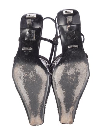 Gucci Mesh Crystal Embellishments Slingback Pumps
