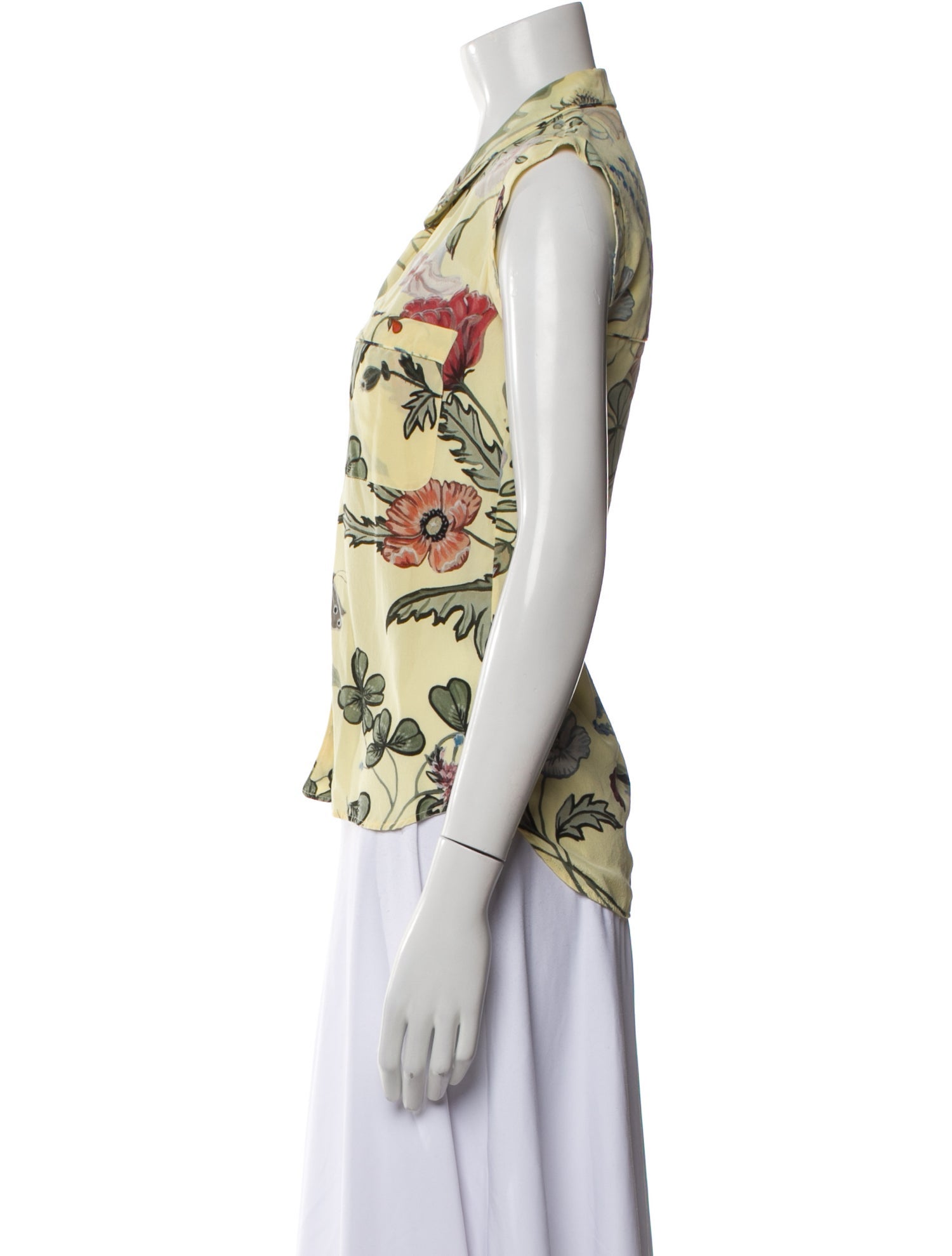 Gucci Silk Floral Print Button-Up Top