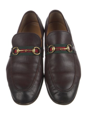 Gucci Web Accent Leather Dress Loafers