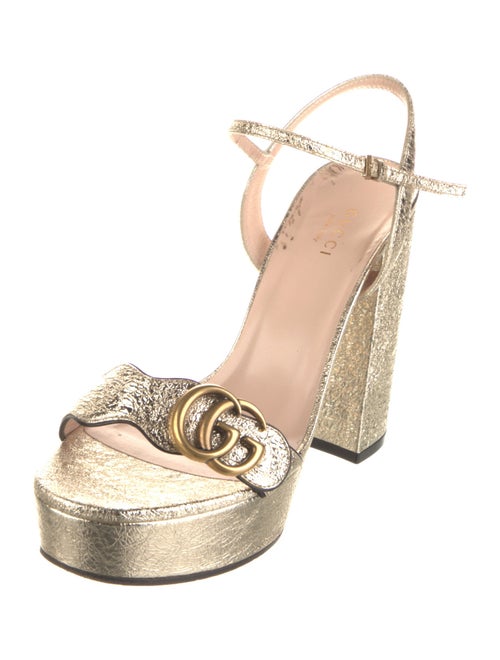 Gucci Double G Logo Leather Sandals