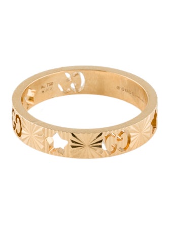 Gucci 18K Icon Star & Double G Band Ring