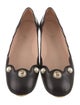 Gucci Faux Pearl Accents Leather Ballet Flats