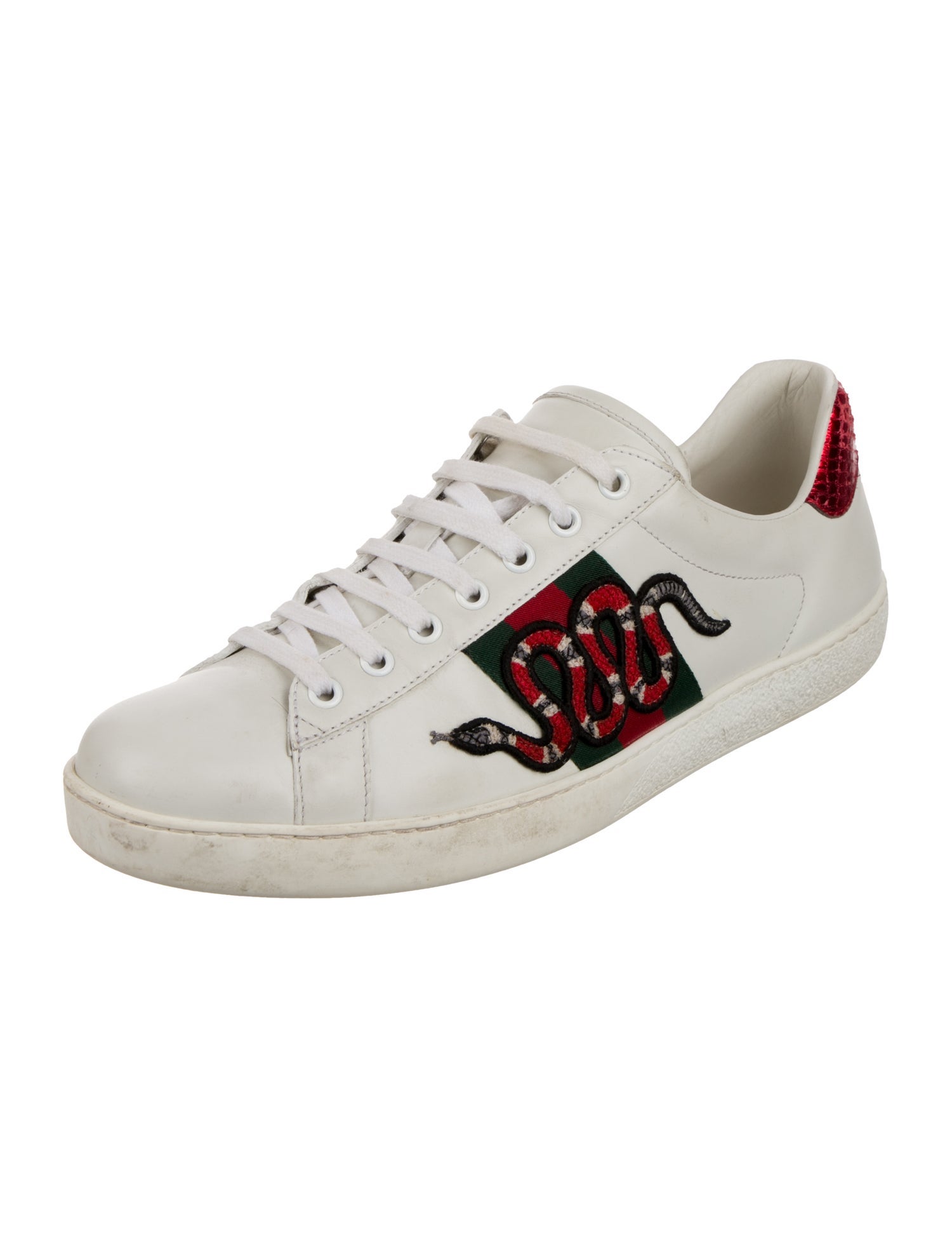 Gucci Web Accent Leather Sneakers