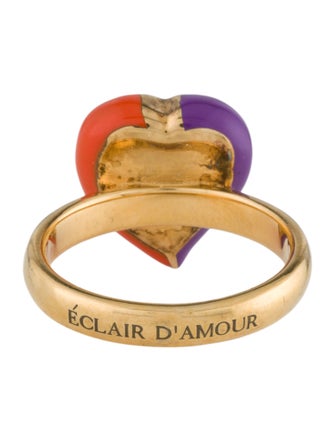 Gucci Enamel Interlocking G Heart Lightning Charm Ring