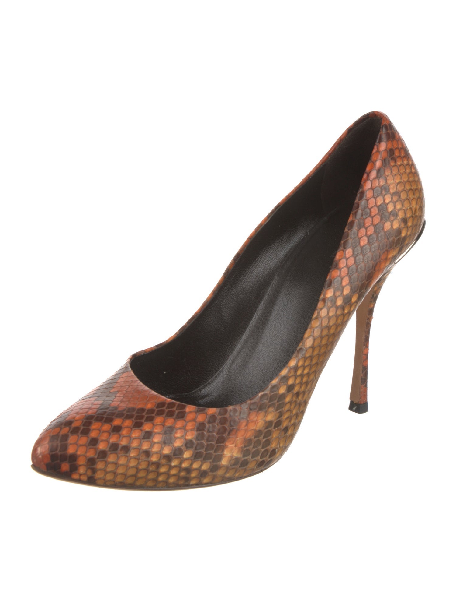 Gucci Interlocking G Logo Snakeskin Pumps