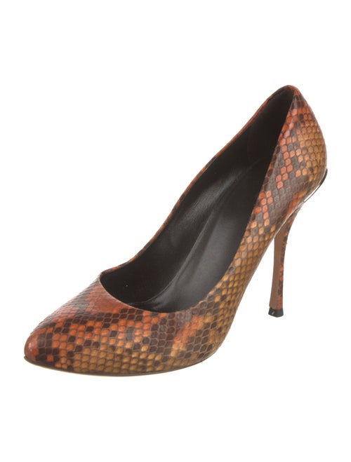 Gucci Interlocking G Logo Snakeskin Pumps