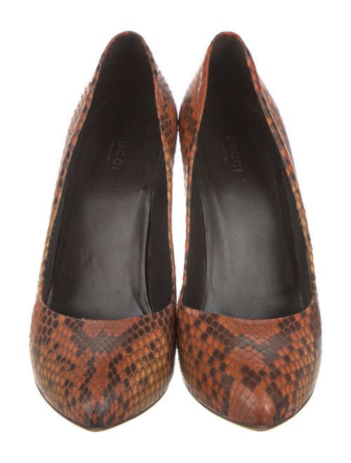Gucci Interlocking G Logo Snakeskin Pumps