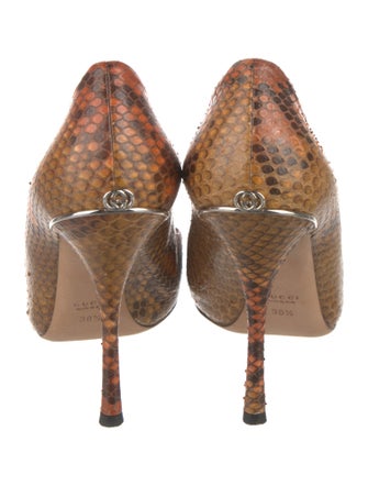 Gucci Interlocking G Logo Snakeskin Pumps