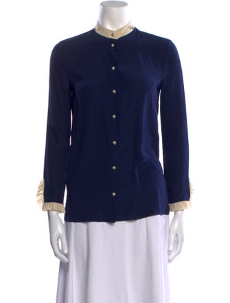 Gucci Silk Mock Neck Button-Up Top