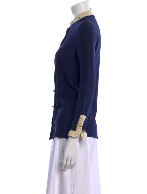 Gucci Silk Mock Neck Button-Up Top