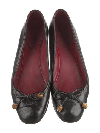 Gucci Bamboo Accent Patent Leather Ballet Flats