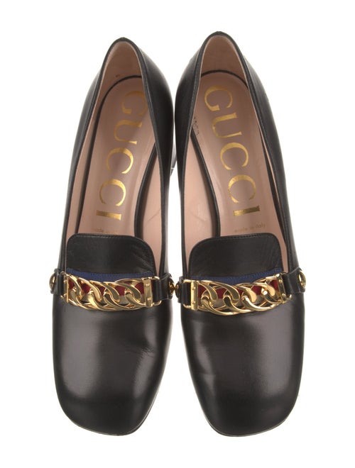 Gucci Chain-Link Accent Leather Pumps