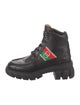 Gucci Web Accent Leather Combat Boots