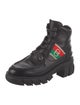 Gucci Web Accent Leather Combat Boots