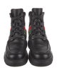Gucci Web Accent Leather Combat Boots