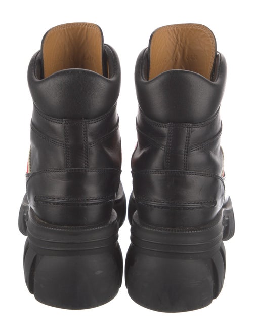 Gucci Web Accent Leather Combat Boots