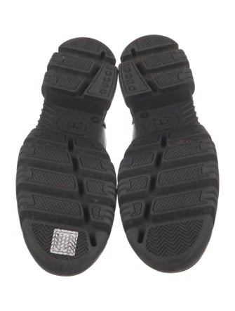 Gucci Web Accent Leather Combat Boots