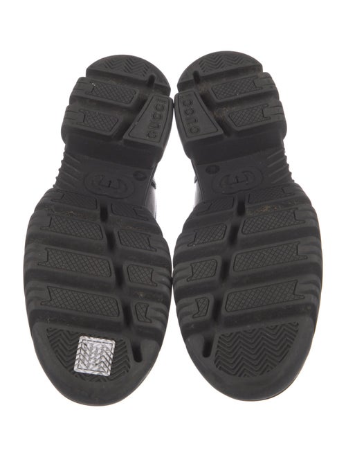 Gucci Web Accent Leather Combat Boots