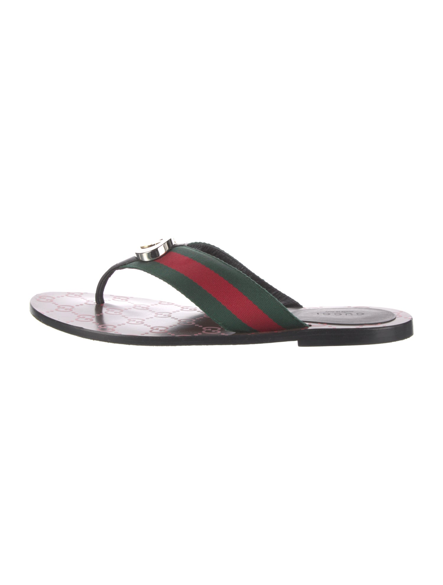 Gucci Web Accent Canvas Flip Flops