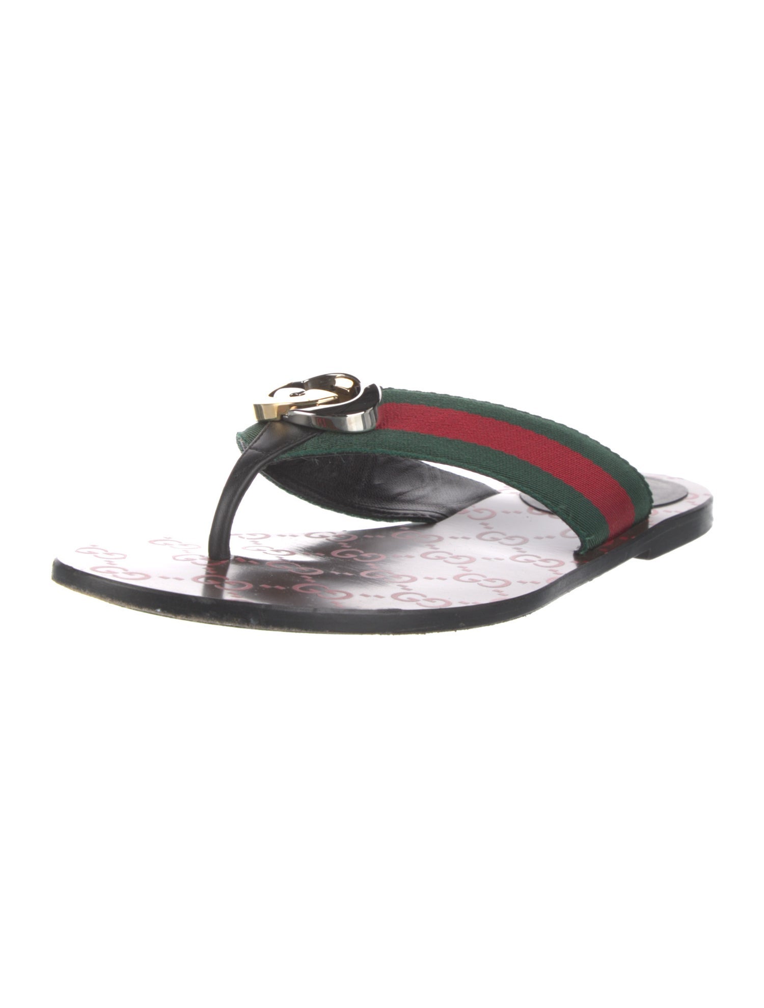 Gucci Web Accent Canvas Flip Flops