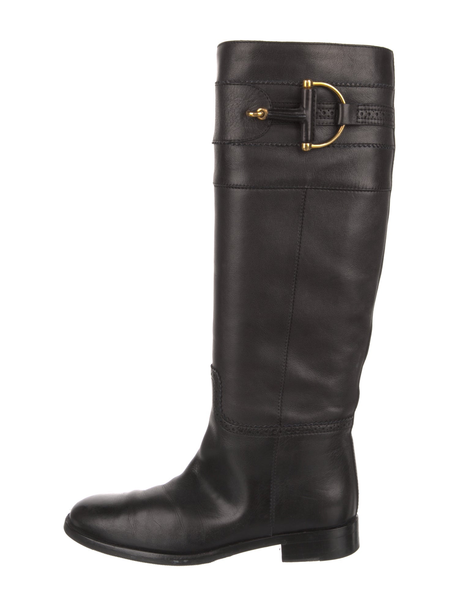 Gucci Hasler Horsebit Accent Leather Riding Boots