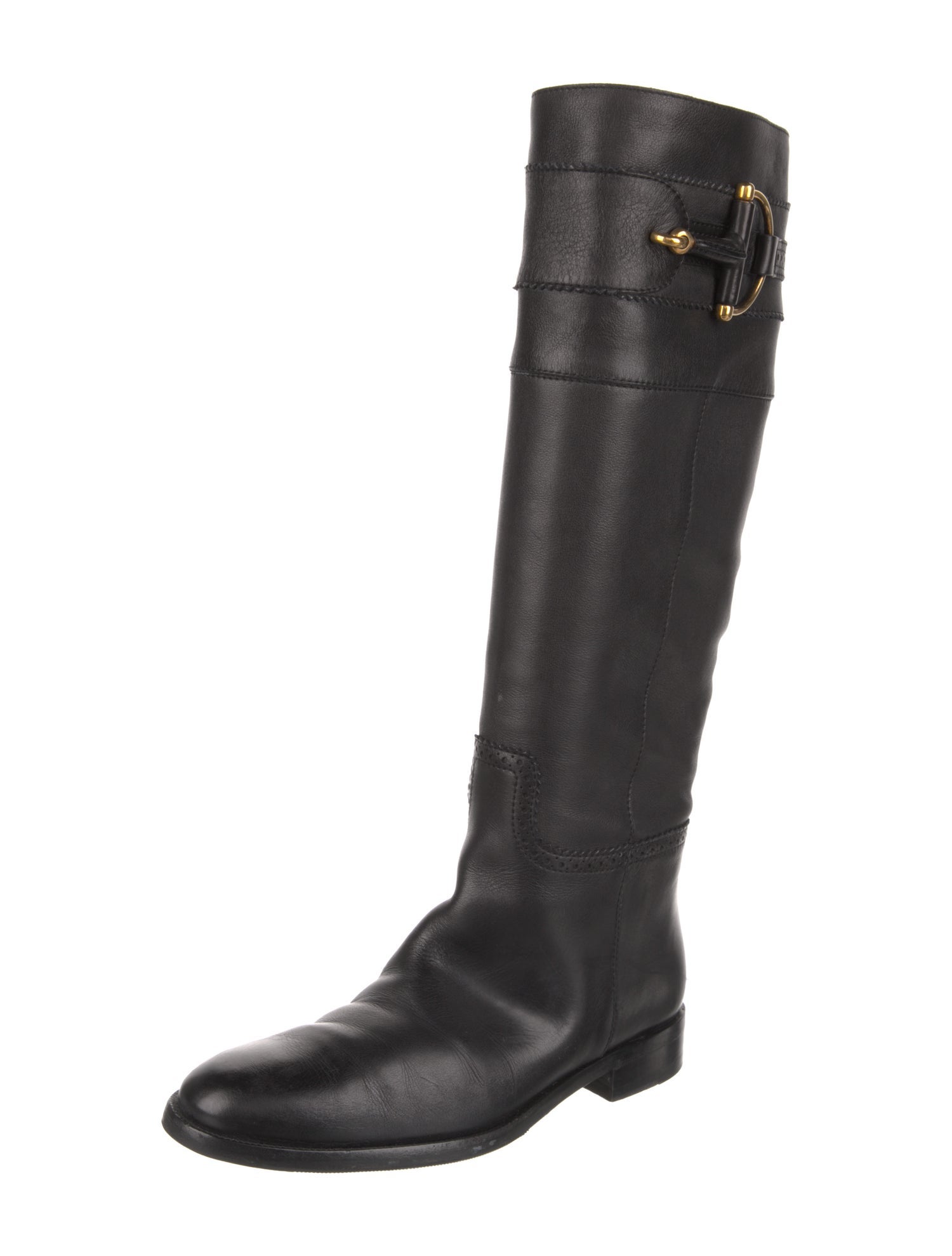 Gucci Hasler Horsebit Accent Leather Riding Boots