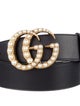Gucci Faux Pearl Accents Leather Waist Belt