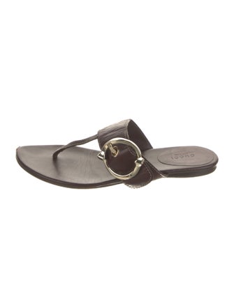 Gucci Hasler Horsebit Accent Leather Slides