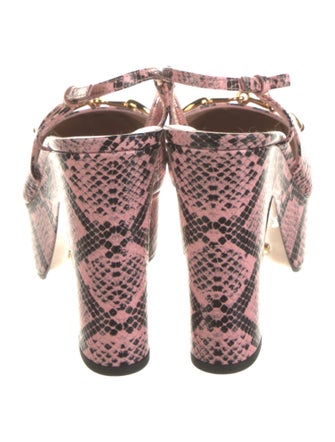 Gucci Horsebit Accent Embossed Leather Slingback Pumps