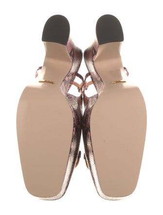 Gucci Horsebit Accent Embossed Leather Slingback Pumps