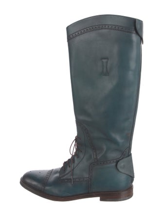 Gucci Leather Lasercut Accents Lace-Up Boots