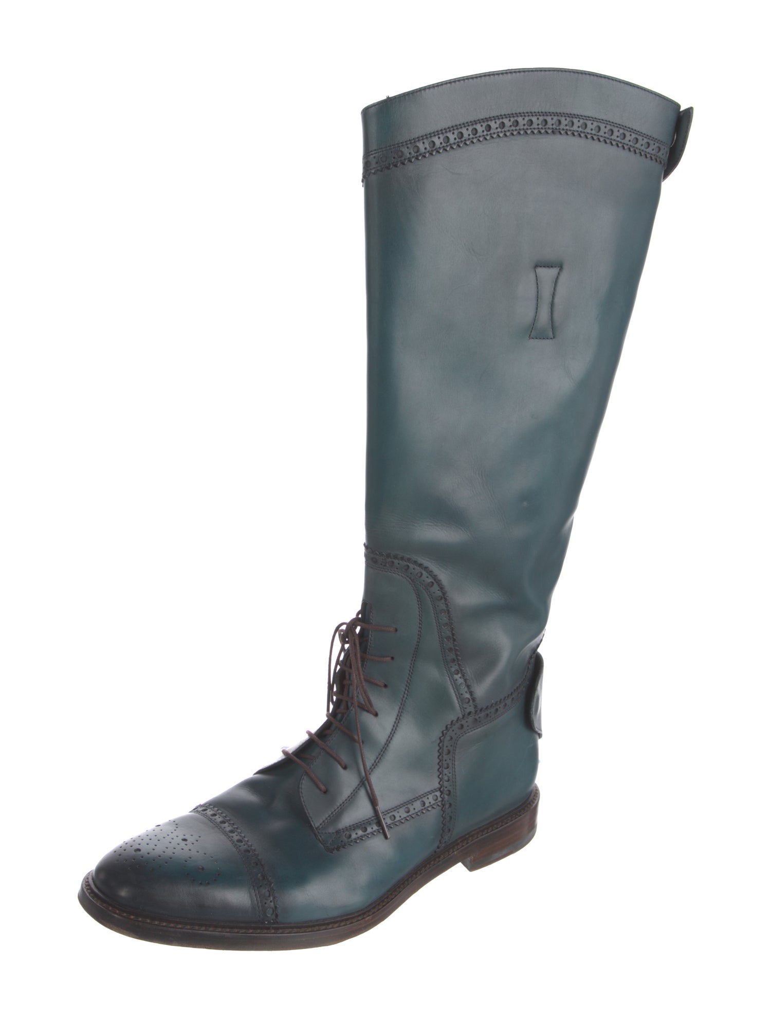 Gucci Leather Lasercut Accents Lace-Up Boots